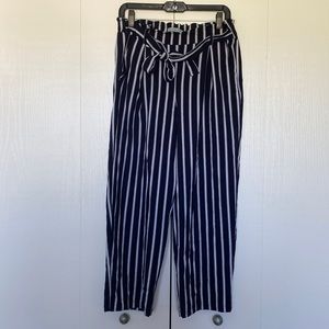 large blue and white striped pants